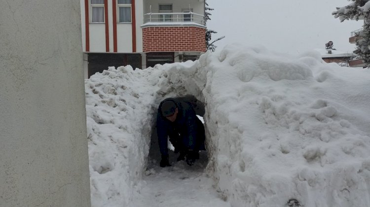 Gölbaşında kar tüneli açıldı