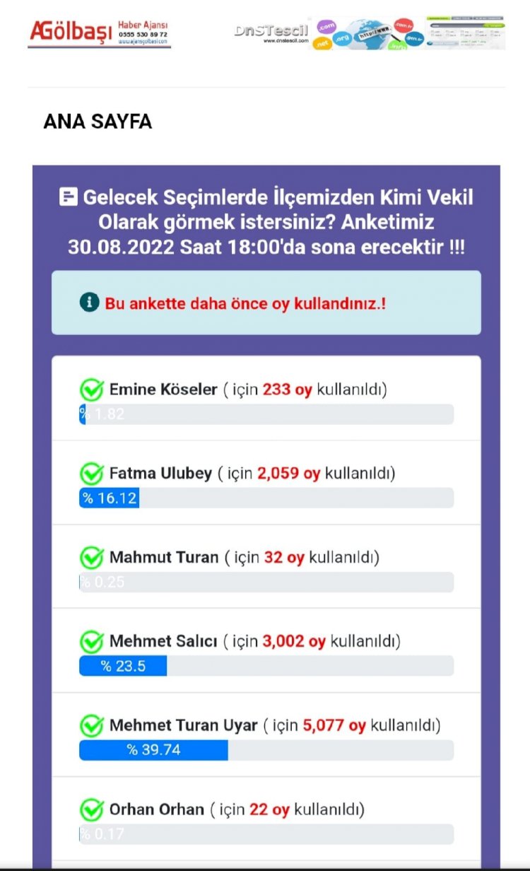 İlçemizden Kimi Vekil Olarak Görmek İstersiniz?