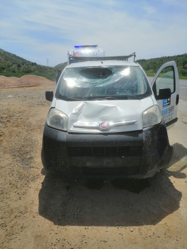 Yön levhasına çarpan araç sürücüsü yaralandı