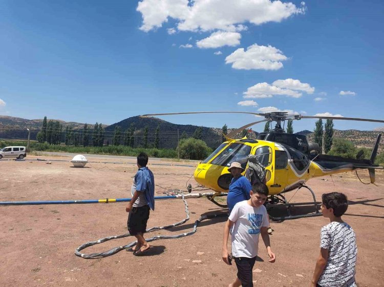 Gölbaşı’nda helikopterle maden araştırması yapılıyor